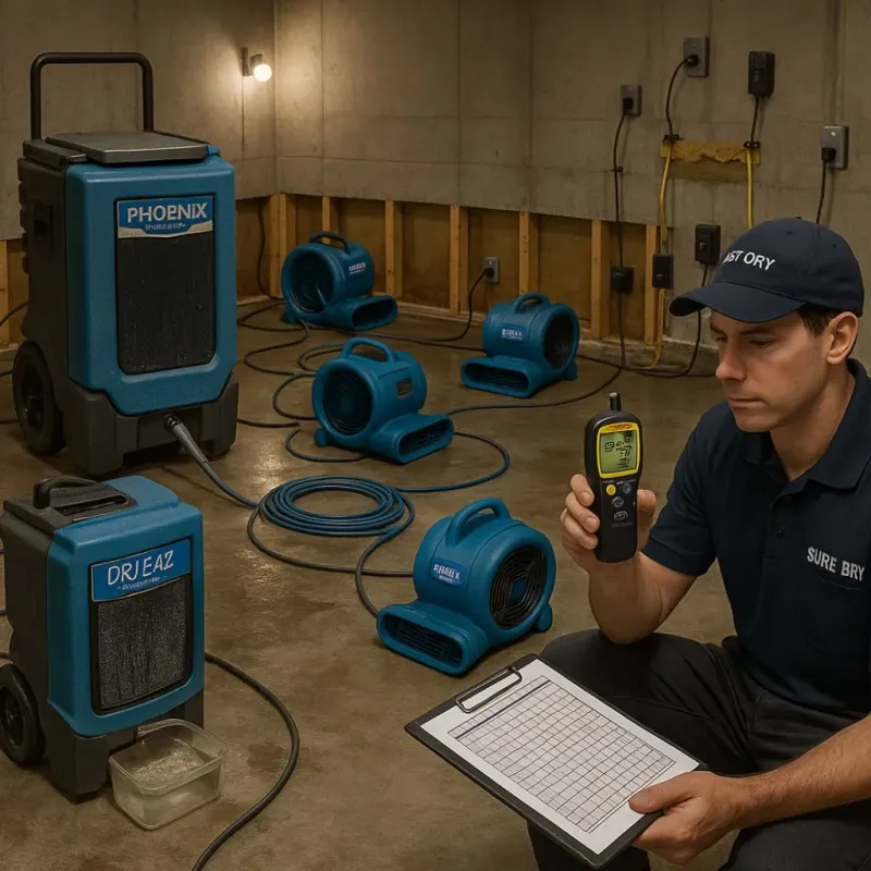 Structural Drying and Dehumidification process in Santa Cruz County, AZ